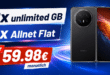 Honor Magic V6 mit o2 Vertrag - 512GB einmalig 499€ mit 2x unlimited Allnet Flat nur 59.98€ monatlich