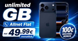 iPhone 17 Pro Max für einmalig 429€ mit Vodafone unlimited Allnet Flat und 100€ Wechselbonus nur 49.99€ monatlich