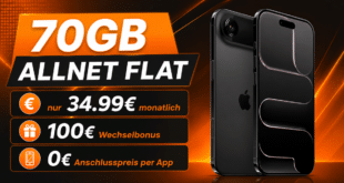 iPhone Air für einmalig 99€ mit 70GB Allnet Flat und 100€ Wechselbonus nur 34.99€ monatlich