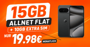 Google Pixel 10 Pro für einmalig 129€ mit 15GB Allnet Flat (+10GB extra SIM) nur 19.98€ monatlich