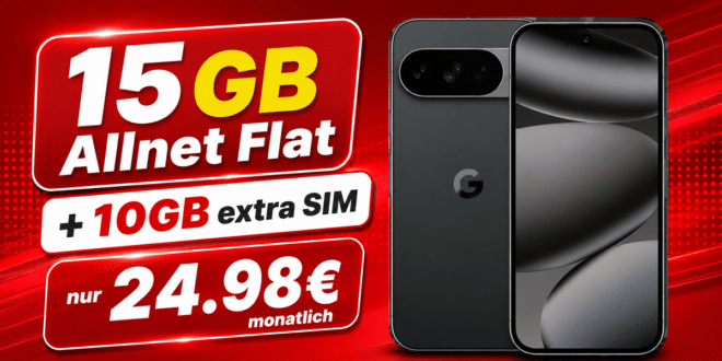 Google Pixel 10 Pro mit 15GB Allnet Flat (+10GB extra SIM) nur 24.98 Euro monatlich
