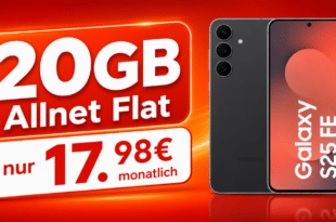 Samsung Galaxy S25 FE für einmalig 9€ mit 20GB Allnet Flatrate (+5GB extra SIM) nur 17.98€ monatlich