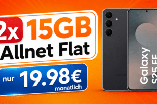 Samsung Galaxy S25 FE für einmalig 29€ mit 2x 15GB Allnet Flat nur 19.98€ monatlich