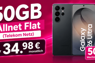 Samsung Galaxy S26 Ultra für einmalig 199€ mit 50GB Allnet Flat und 50€ Wechselbonus nur 34.98€ monatlich