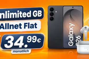 Samsung Galaxy S26 & Buds4 Pro für einmalig 119€ mit o2 unlimited Allnet Flat nur 34.99€ monatlich
