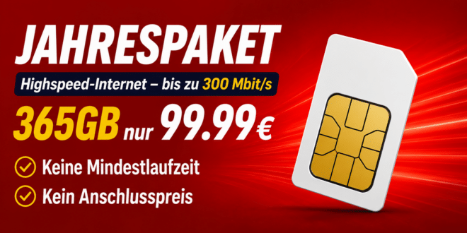 Vodafone CallYa Jahrespaket mit 365GB für einmalig nur 99.99€