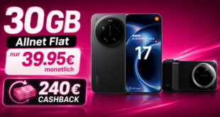Xiaomi 17 Ultra & Photography Kit Pro für einmalig 559€ mit 30GB Allnet Flat und 240€ Cashback nur 39.95€ monatlich