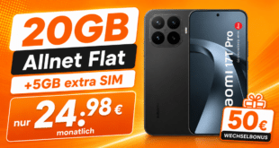 Xiaomi 17T Pro für einmalig 1€ (Einsendung Altgerät) mit 20GB Allnet Flat und 50€ Wechselbonus nur 24.98€ monatlich