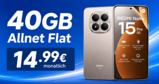 Xiaomi Redmi Note 15 Pro für einmalig 7€ mit 40GB Allnet Flat nur 14.99€ monatlich
