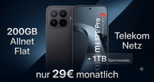 Xiaomi 17T Pro 1TB Version für einmalig 80€ mit 200GB Allnet Flat nur 29.00€ monatlich