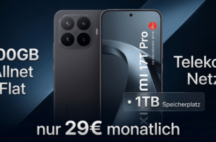 Xiaomi 17T Pro 1TB Version für einmalig 80€ mit 200GB Allnet Flat nur 29.00€ monatlich