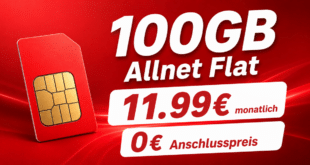 monatlich kündbar im Vodafone Netz – 100GB Allnet Flatrate nur 11.99€ monatlich – 0€ Anschlusspreis