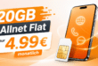 20GB Allnet Flat mit nur 5€ Aktivierungsgebühr für nur 4.99€ monatlich