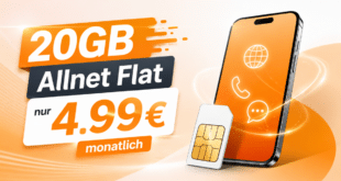 20GB Allnet Flat mit nur 5€ Aktivierungsgebühr für nur 4.99€ monatlich