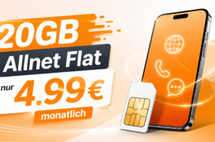20GB Allnet Flat mit nur 5€ Aktivierungsgebühr für nur 4.99€ monatlich