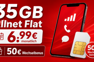 35GB Allnet Flatrate mit 50€ Wechselbonus nur 6.99€ monatlich