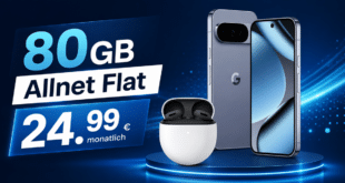 Google Pixel 10 Pro & Google Pixel Buds 2A für einmalig 29€ mit 80GB Allnet Flat nur 24.99€ monatlich