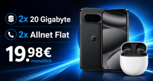 Google Pixel 10 Pro & Google Pixel Buds 2A für einmalig 1€ (Einsendung Altgerät) mit 2x 20GB Allnet Flat nur 19.98€ monatlich