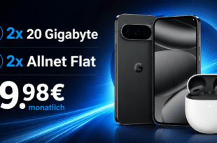 Google Pixel 10 Pro & Google Pixel Buds 2A für einmalig 1€ (Einsendung Altgerät) mit 2x 20GB Allnet Flat nur 19.98€ monatlich