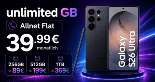 SAMSUNG Galaxy S26 Ultra für einmalig 89€ mit o2 unlimited Allnet Flat nur 39.99€ monatlich