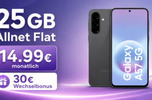 Samsung Galaxy A57 für einmalig 22€ mit 25GB Allnet Flat und 30€ Wechselbonus nur 14.99€ monatlich