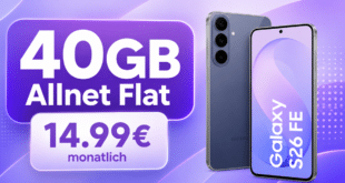 Samsung Galaxy S26 FE für einmalig 89€ (Einsendung Altgerät) mit 40GB Allnet Flat nur 14.99€ monatlich