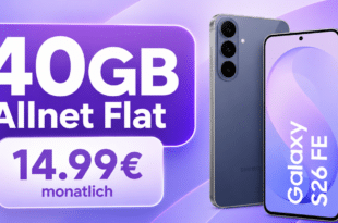 Samsung Galaxy S26 FE für einmalig 89€ (Einsendung Altgerät) mit 40GB Allnet Flatrate nur 14.99€ monatlich