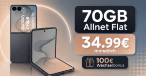 Samsung Galaxy Z Flip 8 für einmalig 159€ mit 70GB Allnet Flat und 100€ Wechselbonus nur 34.99€ monatlich