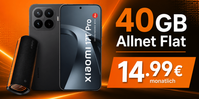Xiaomi 17T Pro & Xiaomi Soundbox für einmalig 79€ (Einsendung Altgerät) mit 40GB Allnet Flat nur 14.99€ monatlich