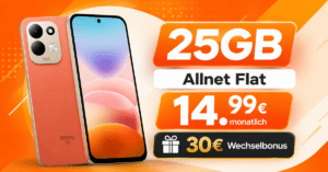 Xiaomi Redmi 17 5G mit 25GB Allnet Flat und 30€ Wechselbonus nur 14.99€ monatlich