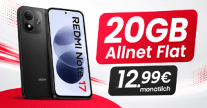 Xiaomi Redmi Note 17 für einmalig 80€ mit 20GB Allnet Flat nur 12.99€ monatlich