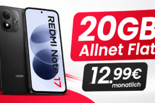 Xiaomi Redmi Note 17 für einmalig 80€ mit 20GB Allnet Flat nur 12.99€ monatlich
