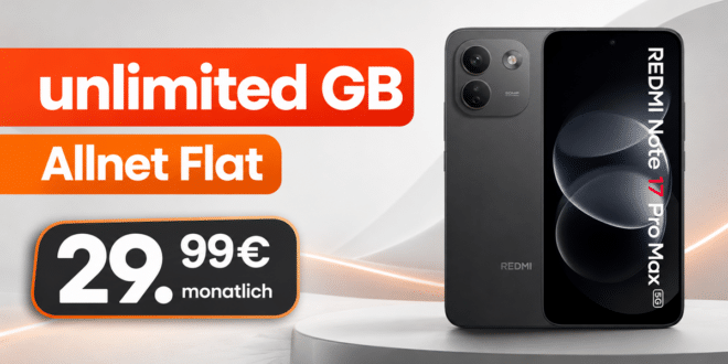 Xiaomi Redmi Note 17 Pro Max 5G mit o2 unlimited Allnet Flat nur 29.99€ monatlich
