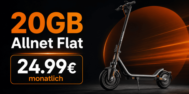 Xiaomi e-Scooter 6 mit 20GB Allnet Flat nur 24.99€ monatlich