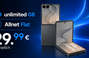 Samsung Galaxy Z Flip8 für einmalig 329€ (Einsendung Altgerät) mit o2 unlimited Allnet Flat nur 29.99€ monatlich