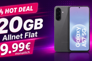 Samsung Galaxy A57 mit 20GB Allnet Flatrate & 50€ Cashback für nur 9.99€ monatlich