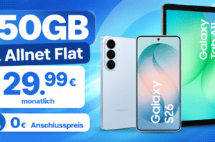 Samsung Galaxy S26 & Galaxy Tab A11 für einmalig 50€ mit 50GB Allnet Flatrate nur 29.99€ monatlich
