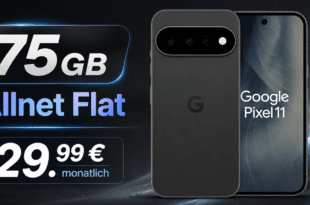 Google Pixel 11 für einmalig 109€ (Einsendung Altgerät) mit 75GB Allnet Flat nur 29.99€ monatlich
