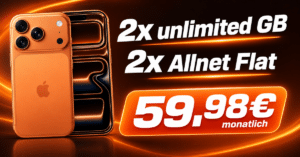 iPhone 17 Pro Max 256GB für einmalig 39€ mit o2 2x unlimited Allnet Flatrate (2 SIM Karten) für zusammen nur 59.98€ monatlich
