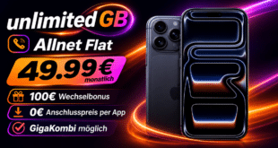 iPhone 17 Pro Max für einmalig 369€ mit Vodafone unlimited Allnet Flat und 100€ Wechselbonus nur 49.99€ monatlich