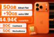 iPhone 17 Pro für einmalig 249€ mit 50GB Allnet Flat (+10GB extra SIM) und 80€ Cashback nur 44.94 Euro monatlich