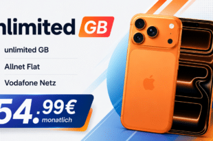 iPhone 17 Pro mit unlimited GB Allnet Flat & 125€ Wechselbonus nur 54.99€ monatlich