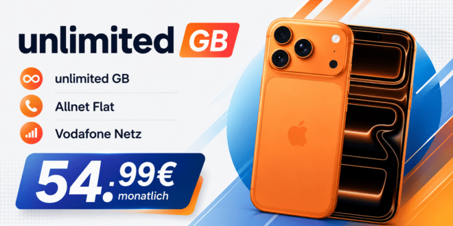 iPhone 17 Pro mit unlimited GB Allnet Flat & 125€ Wechselbonus nur 54.99€ monatlich
