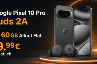 Google Pixel 10 Pro & Buds 2A für einmalig 29€ (Einsendung Altgerät) mit 60GB Allnet Flat nur 19.99€ monatlich