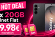 Samsung Galaxy S26 für einmalig 69€ mit 2x 20GB Allnet Flatrate nur 19.98€ monatlich