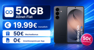Samsung Galaxy S26 für einmalig 169 Euro mit 50GB Allnet Flat & 50€ Wechselbonus nur 19.99 Euro monatlich