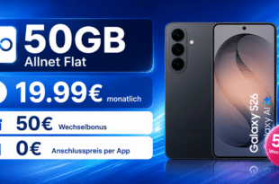 Samsung Galaxy S26 für einmalig 169 Euro mit 50GB Allnet Flat & 50€ Wechselbonus nur 19.99 Euro monatlich