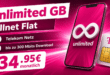 unlimited 5G Allnet Flat im Telekom Netz mit bis zu 300 Mbits im Download nur 34.95€ monatlich