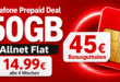 Prepaid Deal mit 45€ Bonusguthaben - 50GB Allnet Flat nur 14.99€ alle 4 Wochen