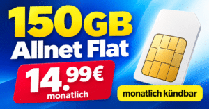 Allnet Flat 150GB monatlich kündbar im Vodafone Netz nur 14.99€ monatlich